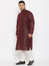 Vastramay Men's Plus Size Wine Silk Blend Kurta Pyjama Set